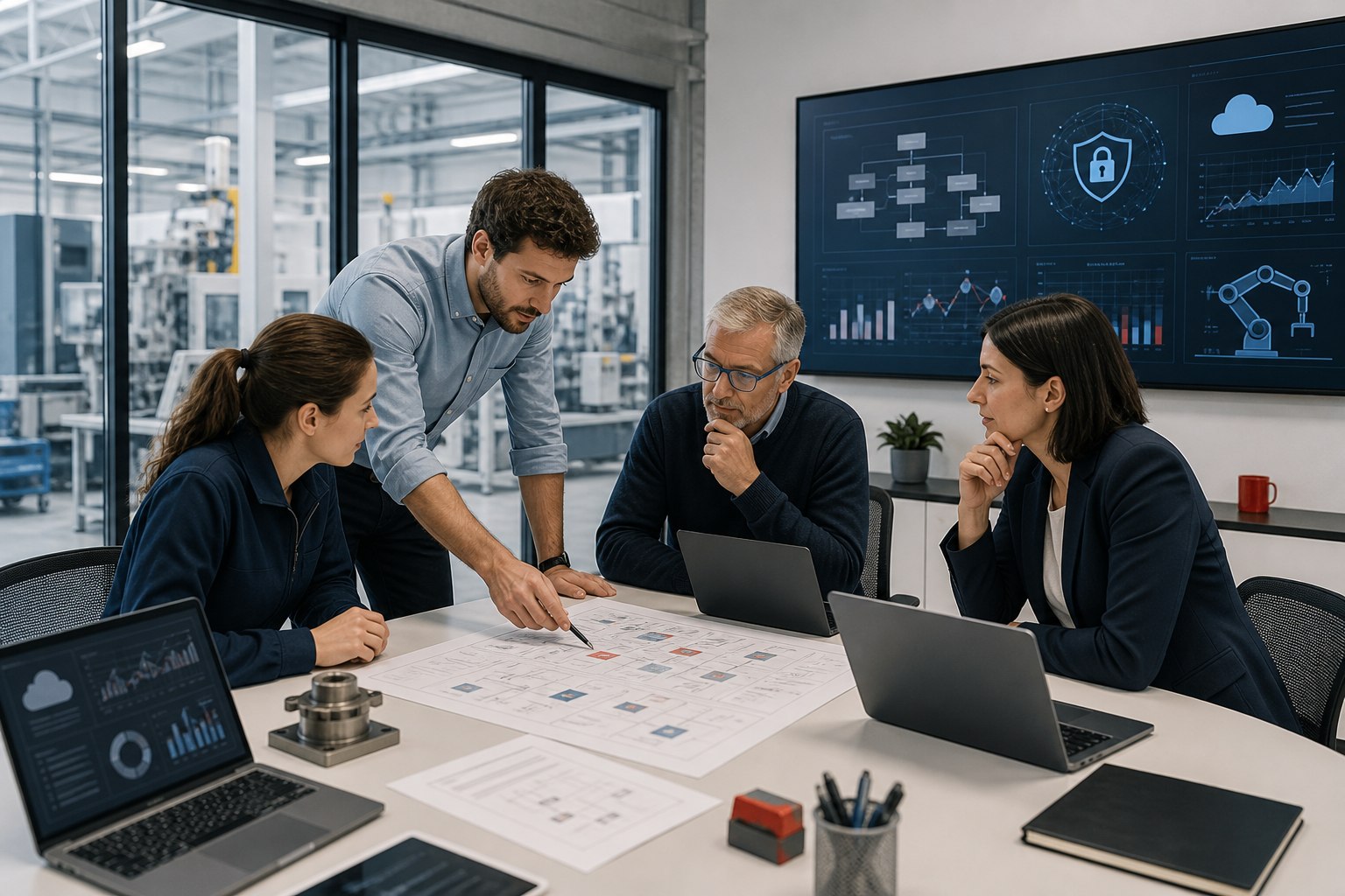 Voucher Digitalizzazione PMI 2026 in Piemonte: requisiti, spese e scadenze Persone di un'impresa piemontese che pianificano un progetto di digitalizzazione dei processi aziendali