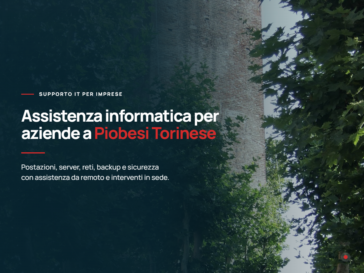 Presentazione dell'assistenza informatica per aziende di Piobesi Torinese